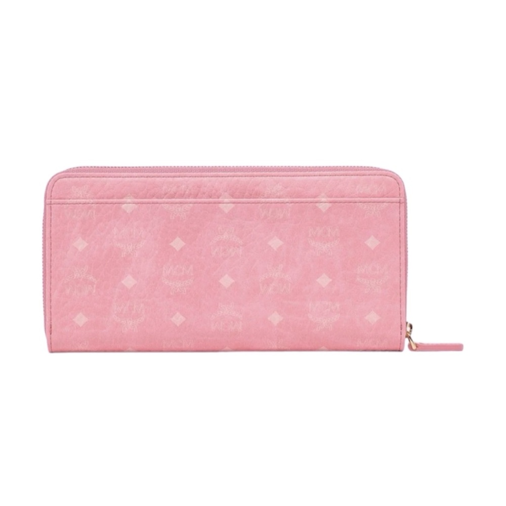MCM Large Aren VI Zip Around Wallet - Bubble Gum Pink